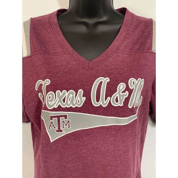 Texas A&M Colosseum Womens Tops Printed Text V Neck Large - Picture 5 of 7